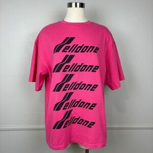 WE11DONE Short Sleeve T-Shirt Size S Pink Logo Loose Slouchy Graphics Korean Top
